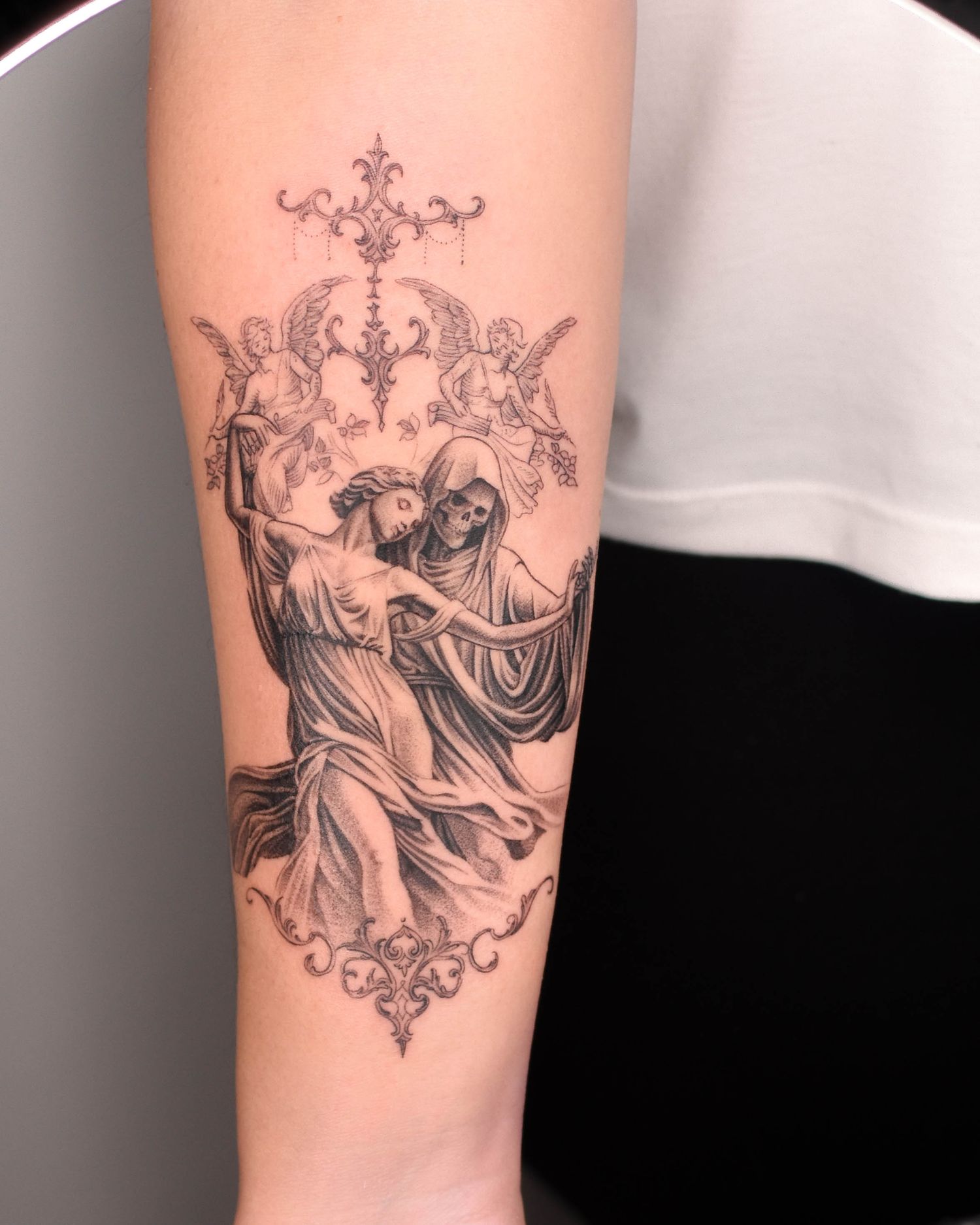Tattoo — figure dancing with death
